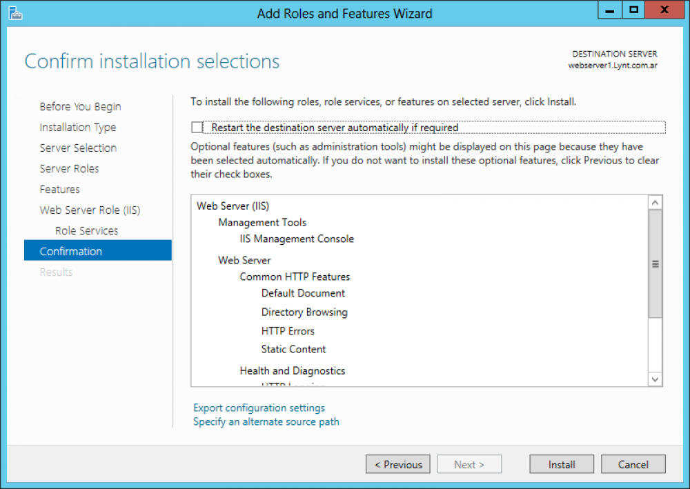 conf installation selection