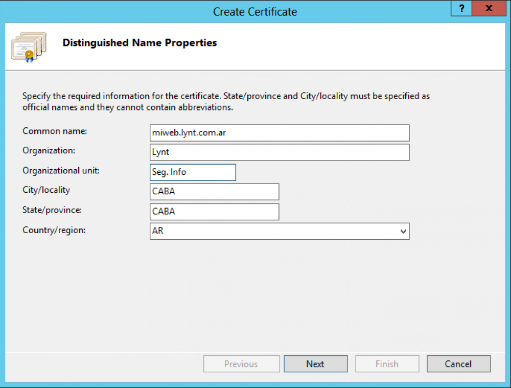 create certificate