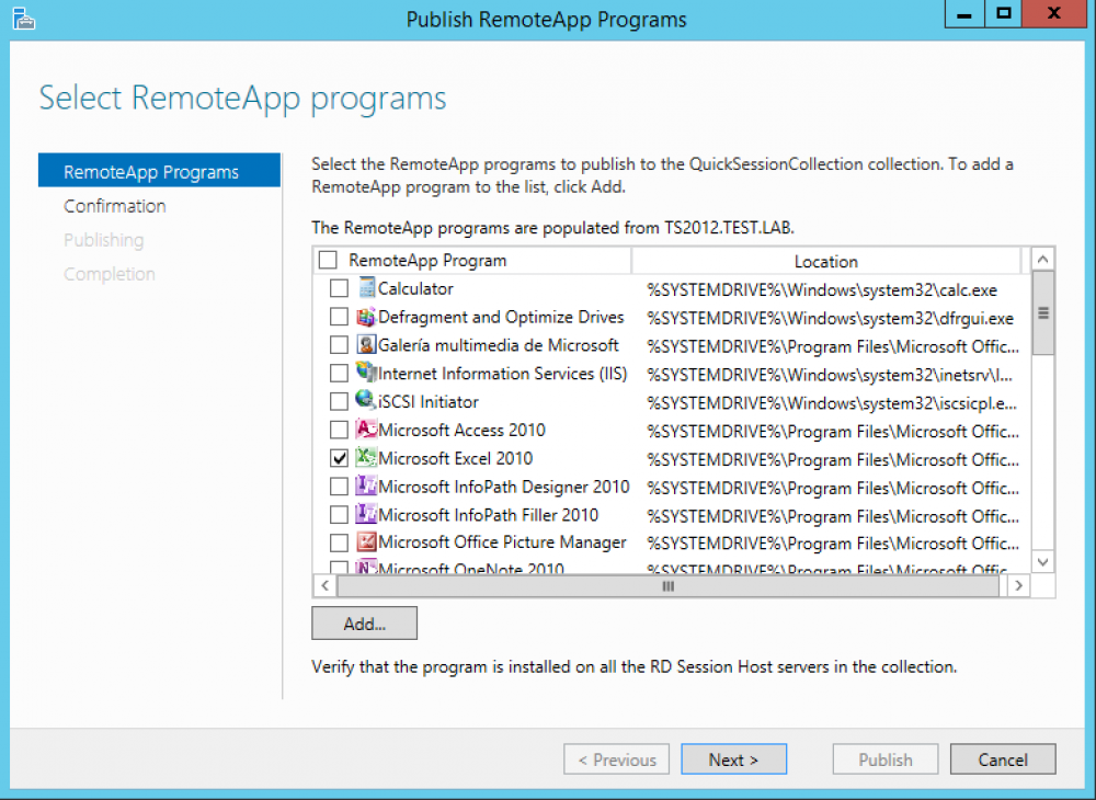 select remote app programs