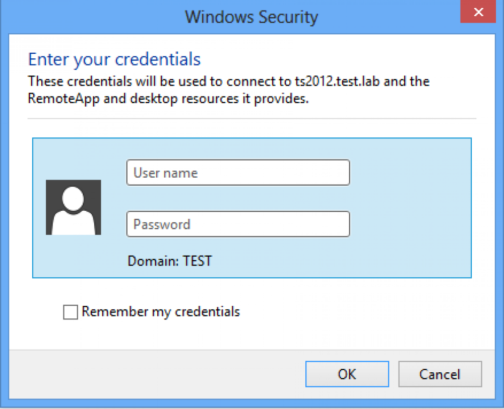 enter credentials