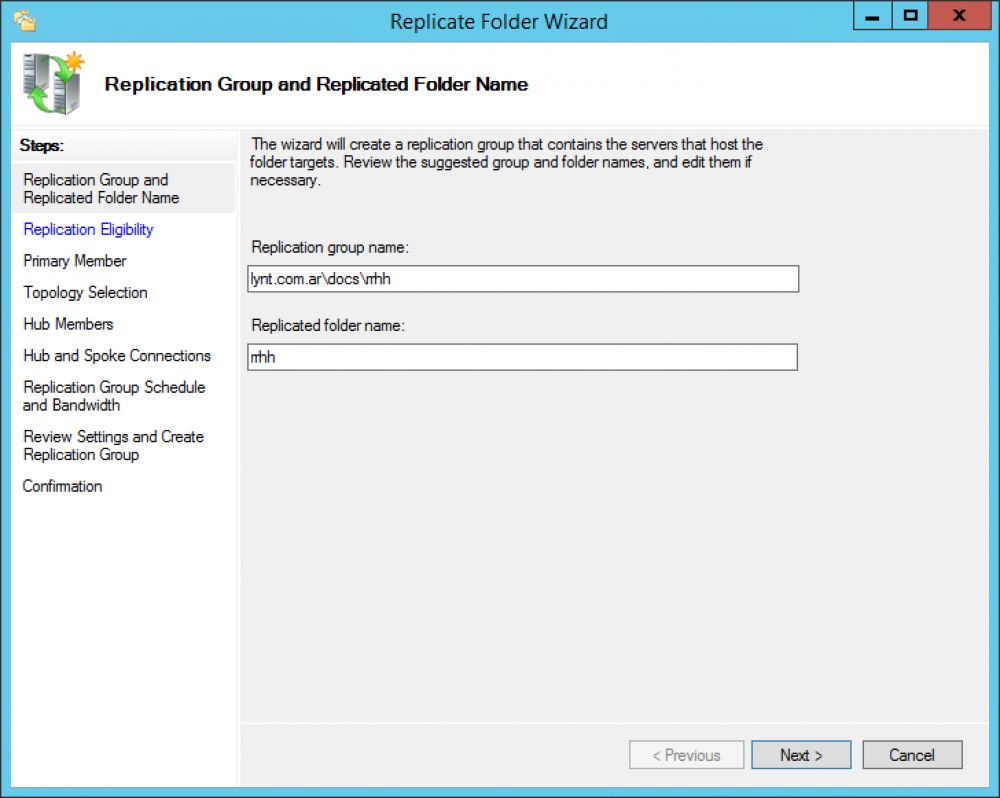 replication group folder name
